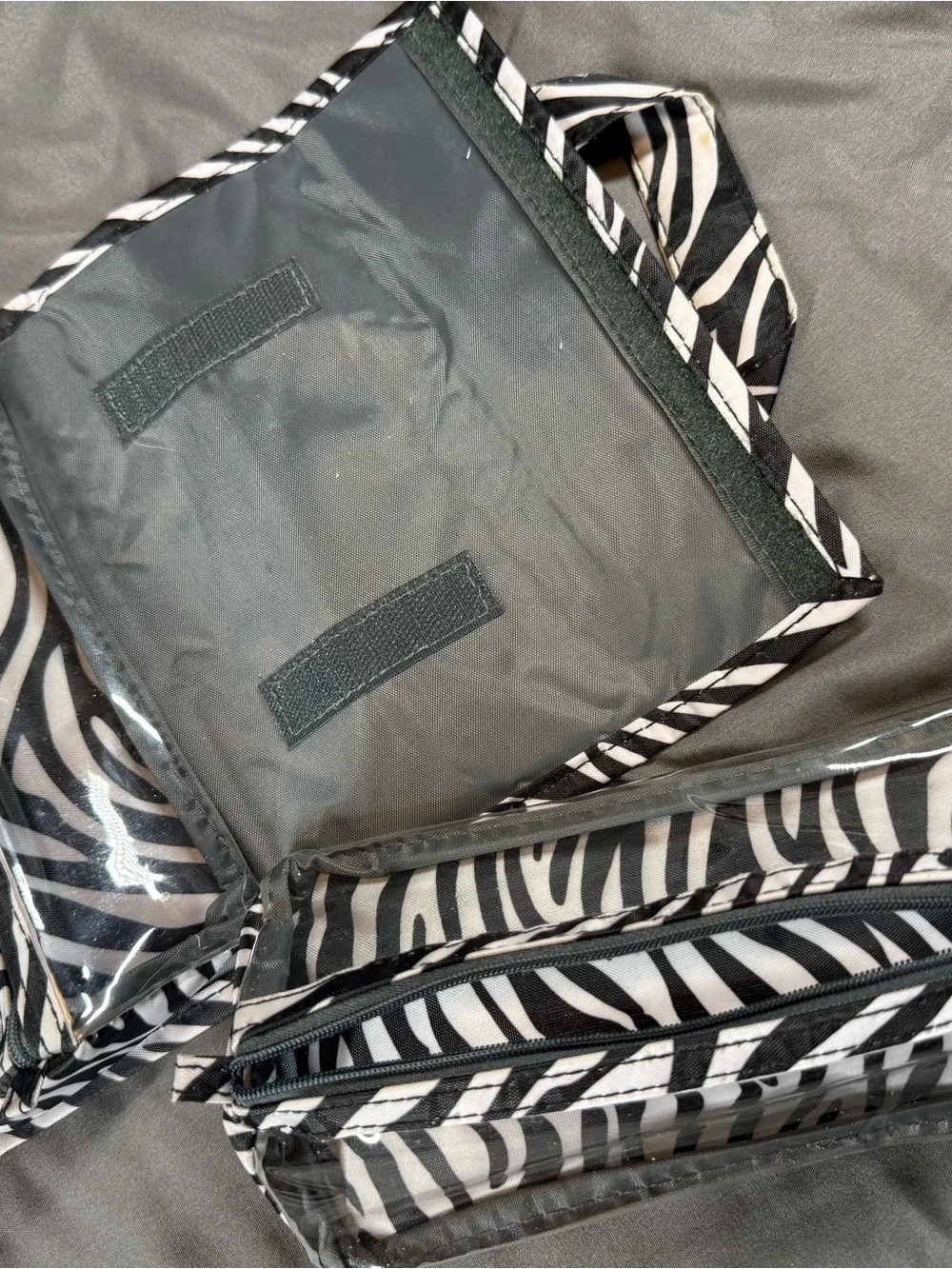 Black & White Zebra Print Cosmetic Case with Top Handles